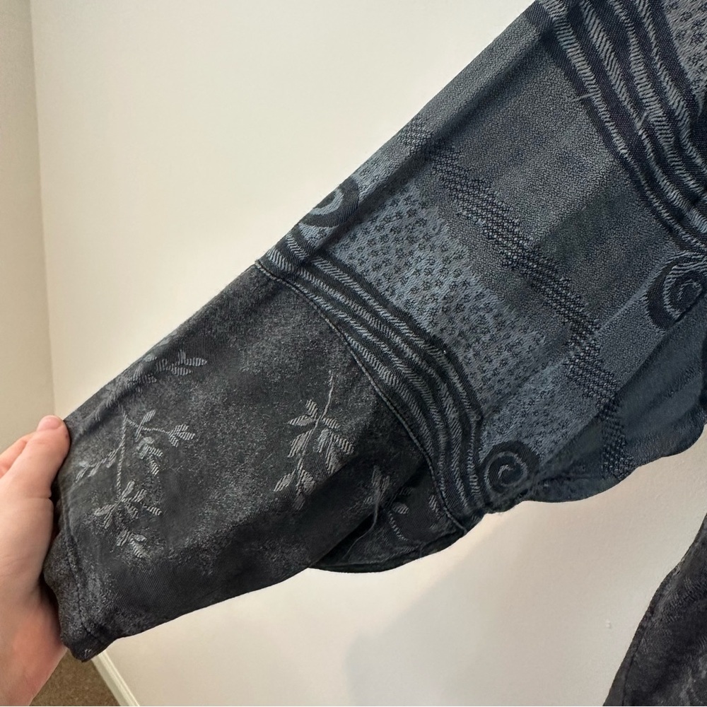 Citron | Gray Multi Pattern Button Down Tunic Blo… - image 3